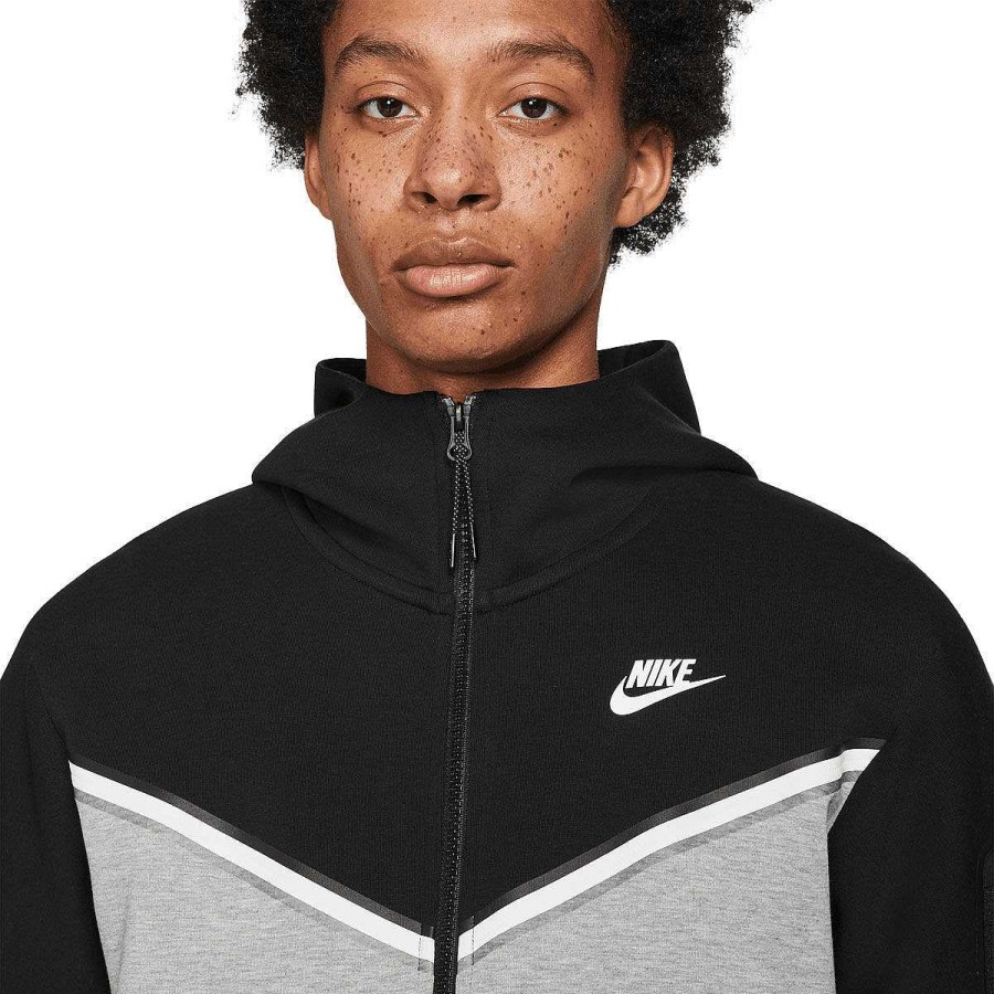 Men Nike Jackets | Nike Mens Sportswear Tech Fleece Full-Zip Hoodie Black