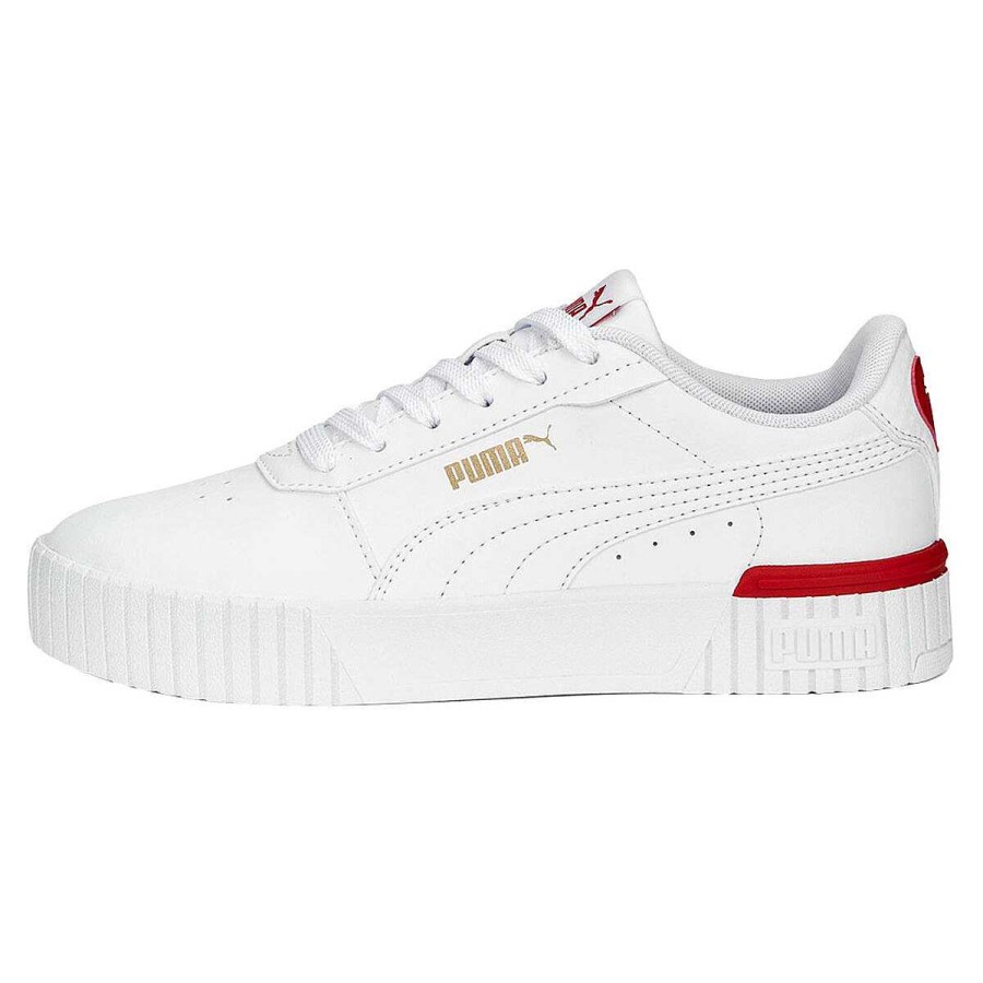 Kids PUMA Casual | Puma Carina 2.0 Red Thread Gs Kids Casual Shoes White/Red