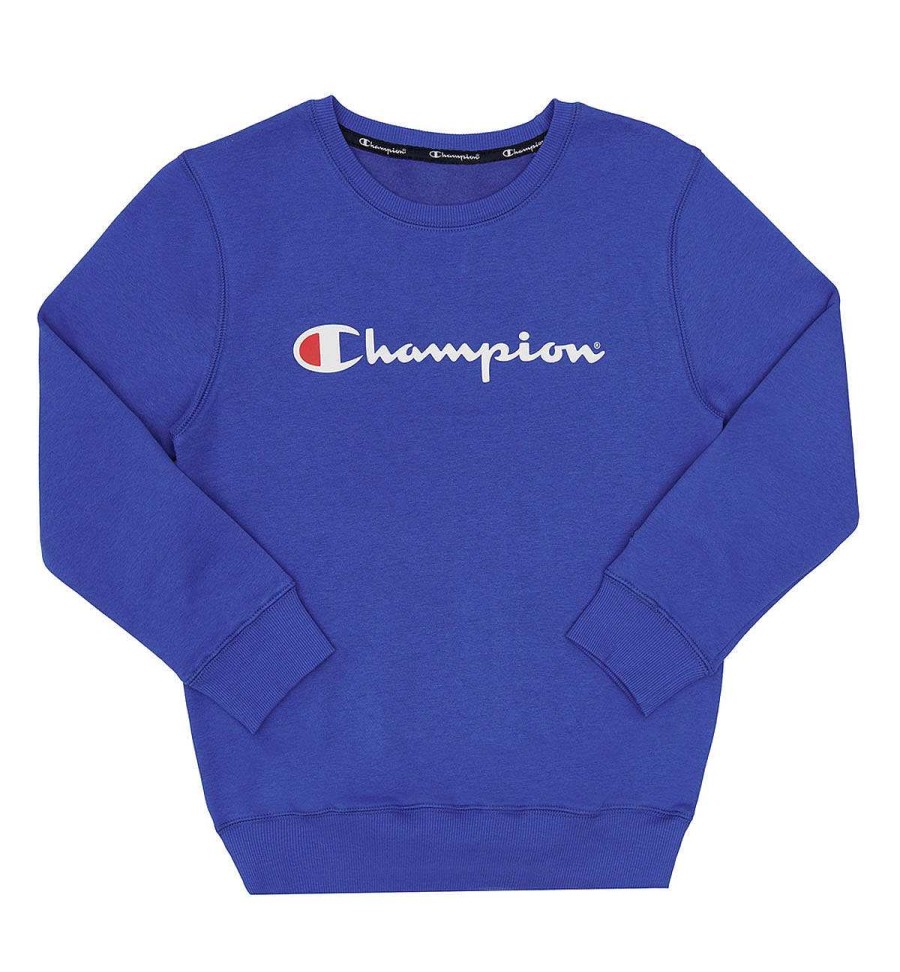 Kids Champion Hoodies & Sweatshirts | Champion Kids Script Crew Sweatshirt Blue