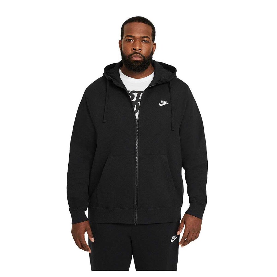 Men Nike Jackets | Nike Mens Sportswear Club Fleece Full-Zip Hoodie Black