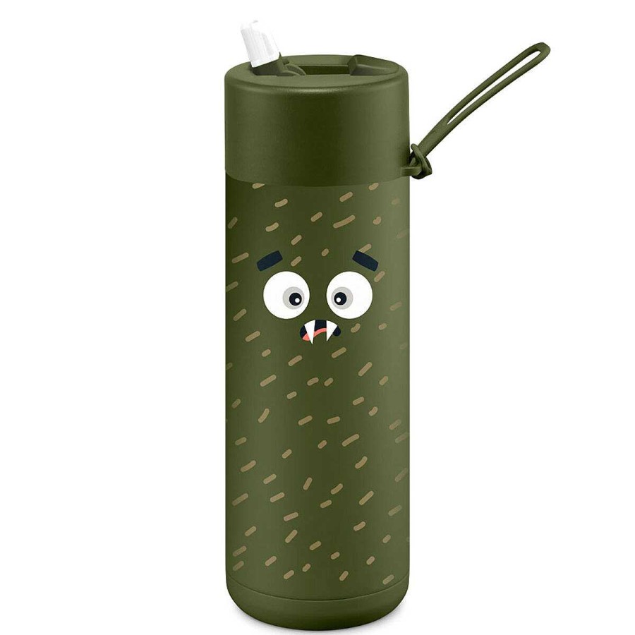 Kids FRANK GREEN Water Bottles | Frank Green Franksters Scout Ceramic Reusable 595Ml Bottle - Khaki