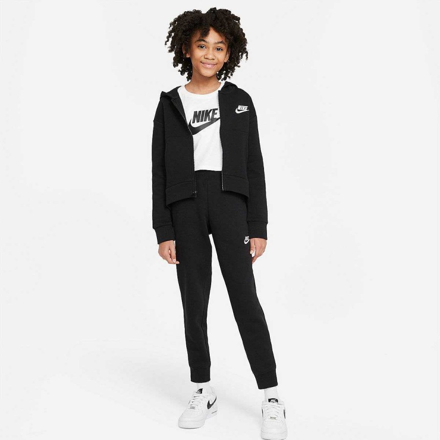 Kids Nike Jackets | Nike Girls Vf Nsw Club Full Zip Hoodie Black