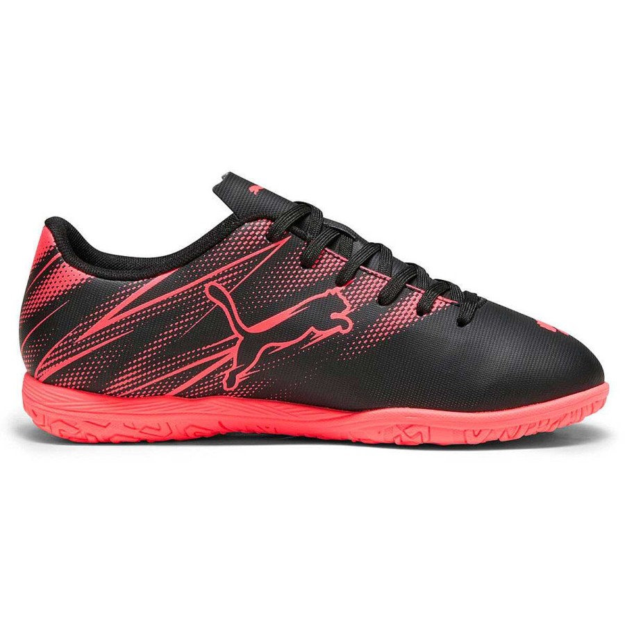 Kids PUMA Football Boots | Puma Attacanto Kids Indoor Soccer Shoes Black/Red