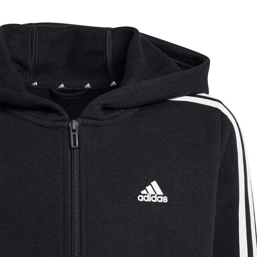 Kids adidas Jackets | Adidas Kids Essentials 3 Stripes Fleece Full Zip Hoodie 8 Black