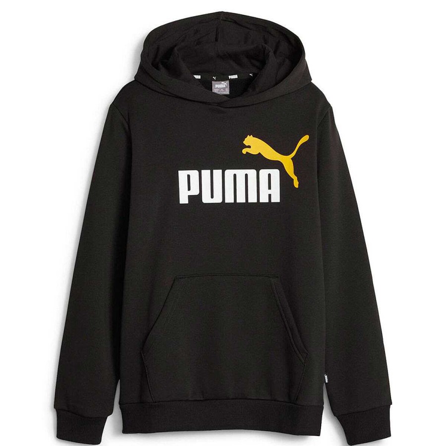 Kids PUMA Hoodies & Sweatshirts | Puma Kids Essential Plus 2 Colour Big Logo Hoodie Black