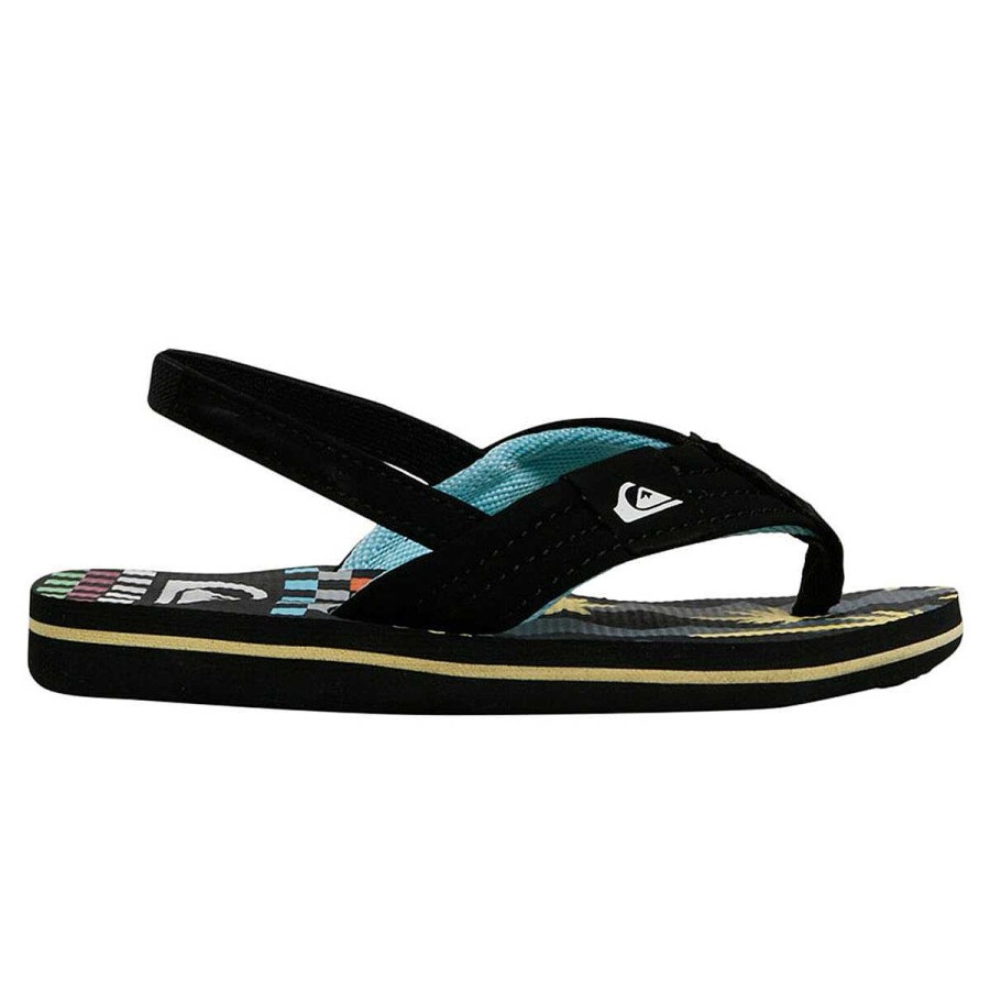 Kids Quiksilver Slides And Thongs | Quiksilver Molokai Layback Kids Thongs Black/Print