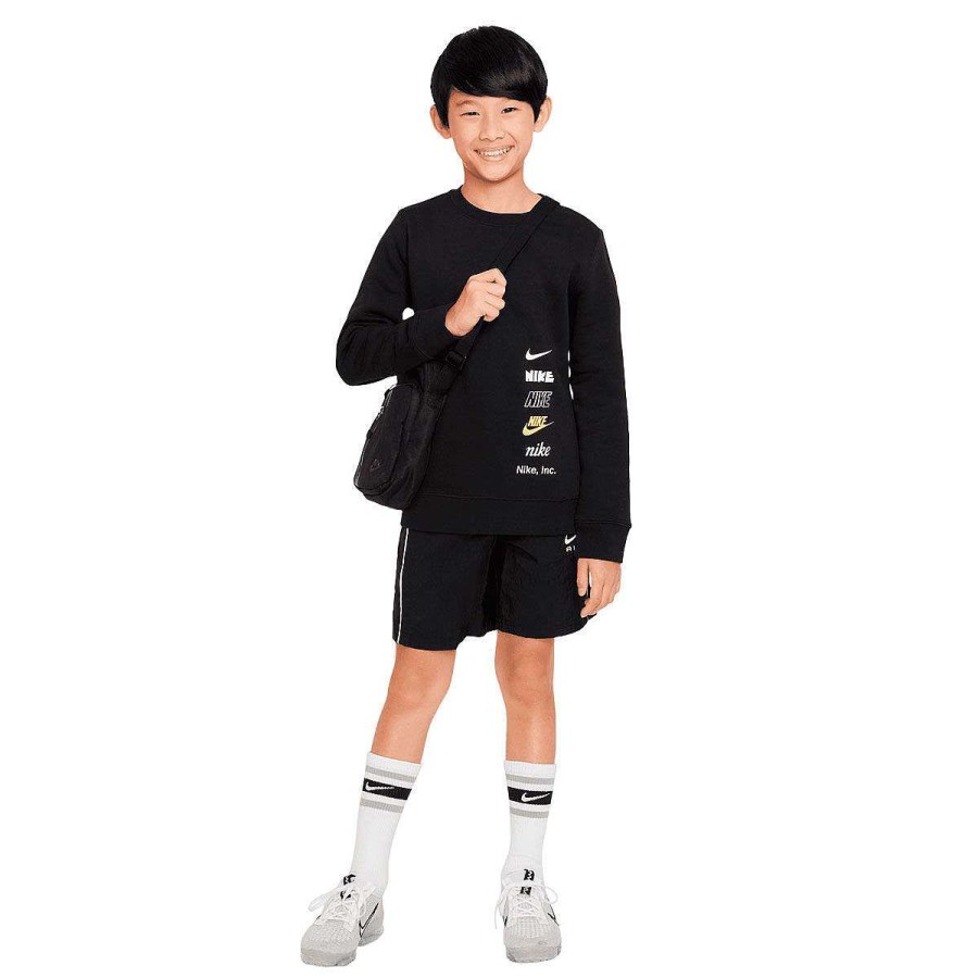 Kids Nike Hoodies & Sweatshirts | Nike Boys Sportswear Basketball Logo Crew Black