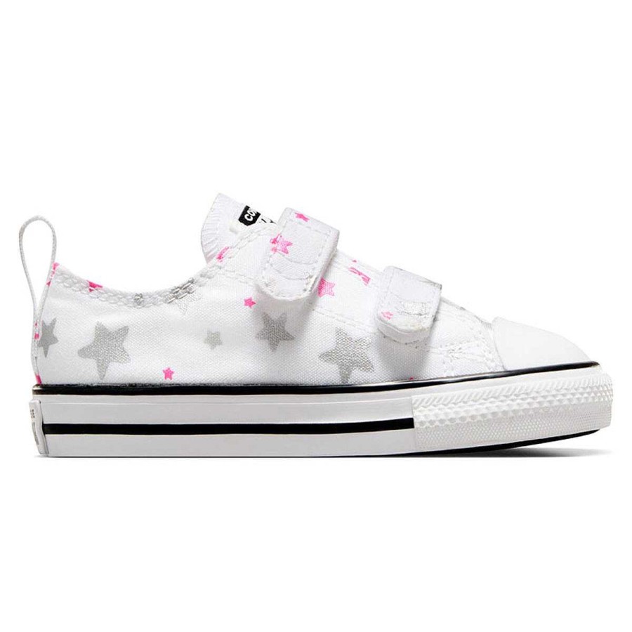 Kids Converse Girls Shoes | Converse Chuck Taylor All Star Easy On Sparkle Toddlers Shoes White/Silver