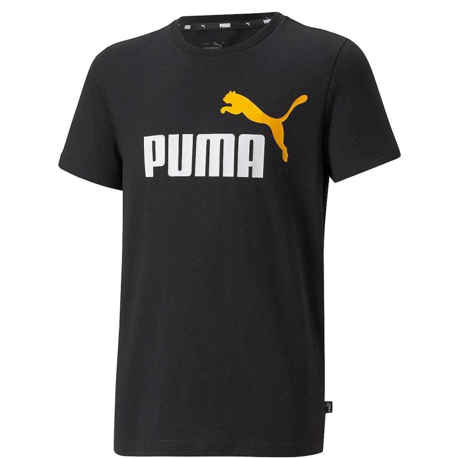 Kids PUMA Activewear | Puma Boys Essential 2 Colour Logo Tee Black