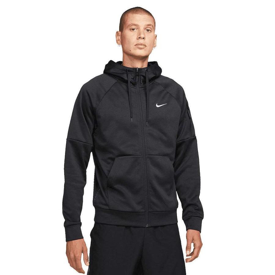 Men Nike Hoodies & Sweatshirts | Nike Mens Therma-Fit Full-Zip Hoodie Black