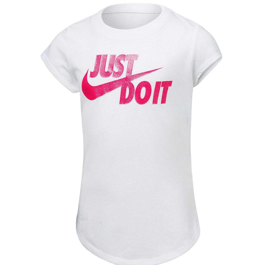 Kids Nike Tees & Tops | Nike Girls Jdi Swoosh Split Tee White