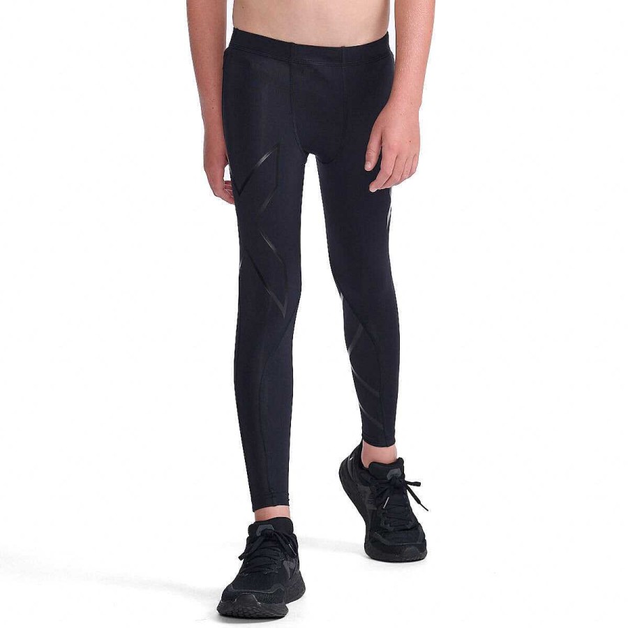 Kids 2XU Tights | 2Xu Boys Full Length Compression Tights Black