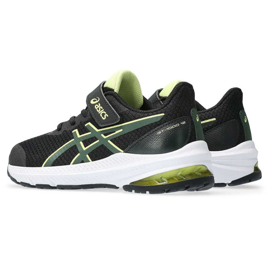 Kids Asics Running | Asics Gt 1000 12 Ps Kids Running Shoes Black/Green