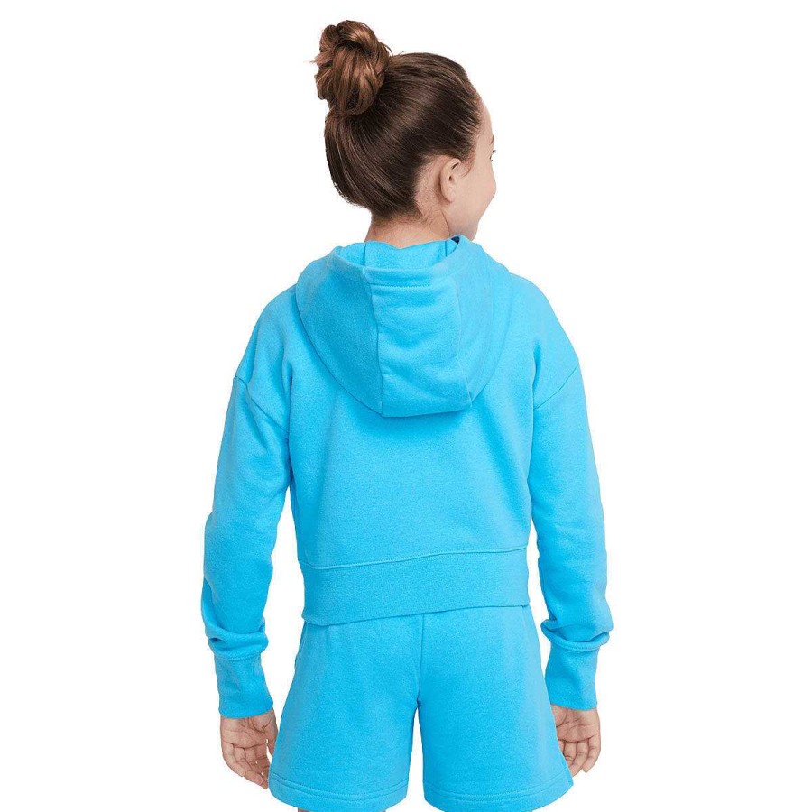 Kids Nike Hoodies & Sweatshirts | Nike Girls Sportswear Club French Terry Crop Hbr Hoodie Blue