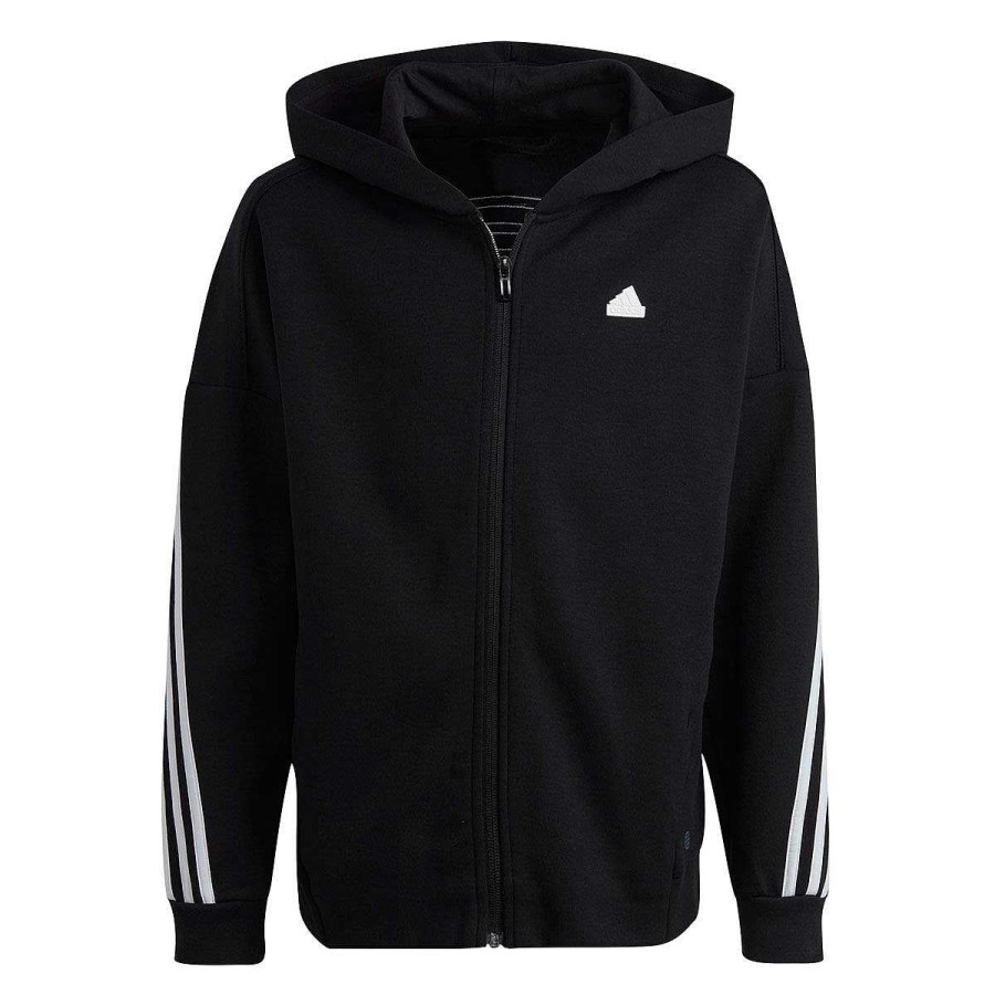 Kids adidas Jackets | Adidas Kids Future Icons 3 Stripes Full Zip Hoodie Black