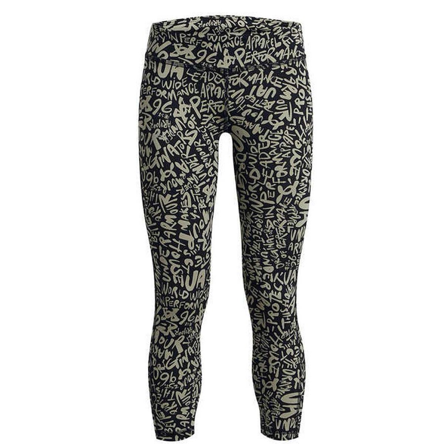 Kids Under Armour Tights | Under Armour Girls Motion Printed Crop Tights Green