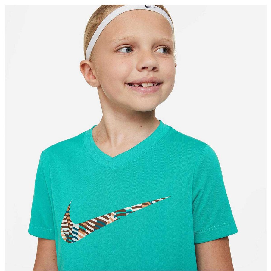 Kids Nike Tees & Tops | Nike Girls Dri-Fit V-Neck Se Plus Tee Green