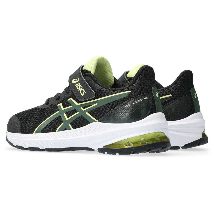 Kids Asics Boys Shoes | Asics Gt 1000 12 Ps Kids Running Shoes Black/Green