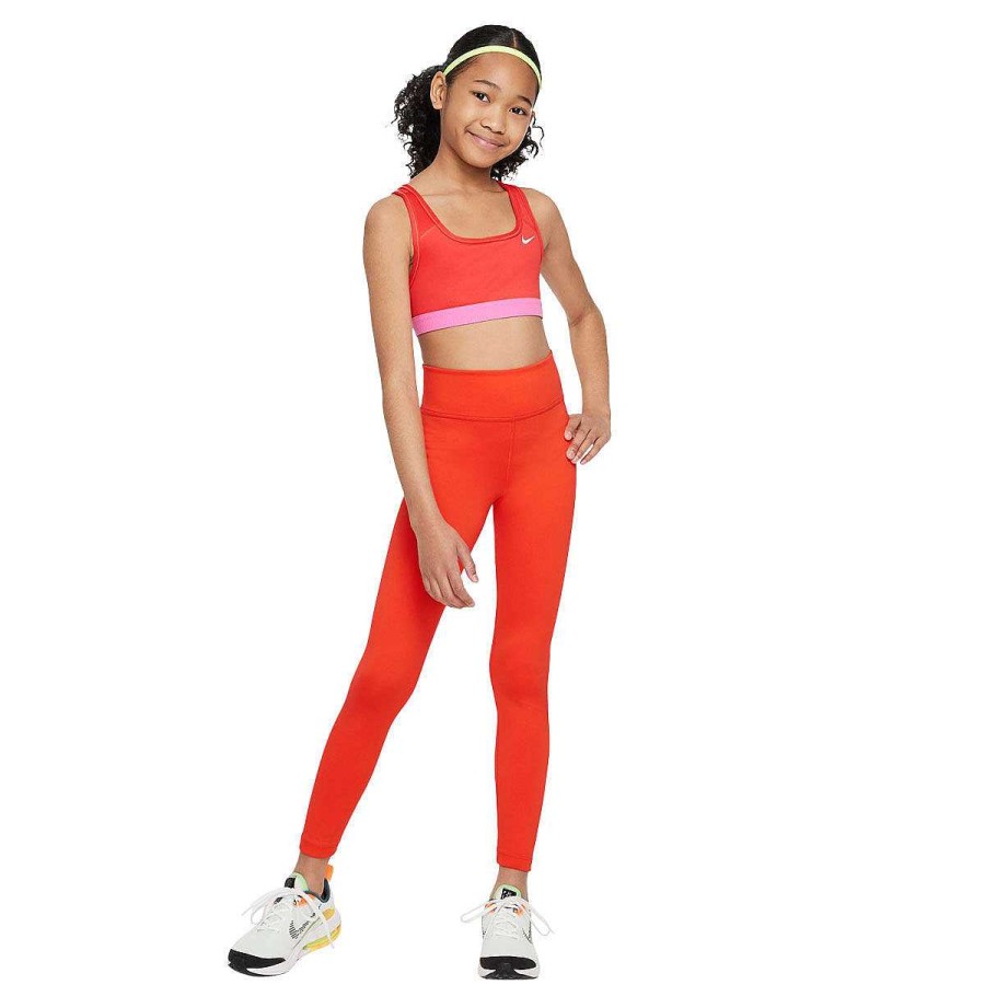 Kids Nike Bras & Crops | Nike Girls Swoosh Sports Bra Red/Pink