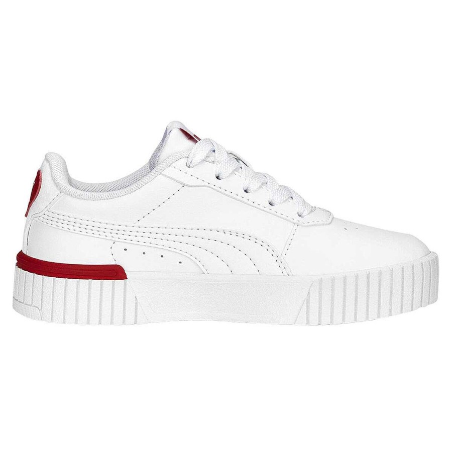 Kids PUMA Boys Shoes | Puma Carina 2.0 Red Thread Ps Kids Casual Shoes White/Red