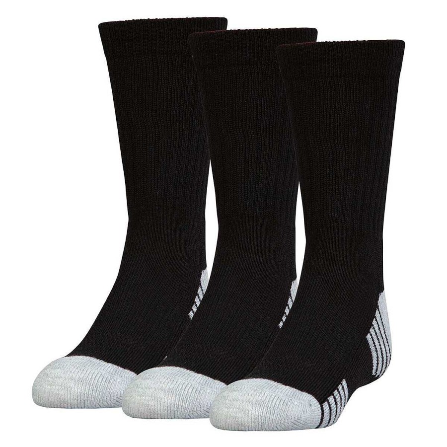 Men Under Armour Socks | Under Armour Kids Heatgear Crew Socks 3 Pack Black