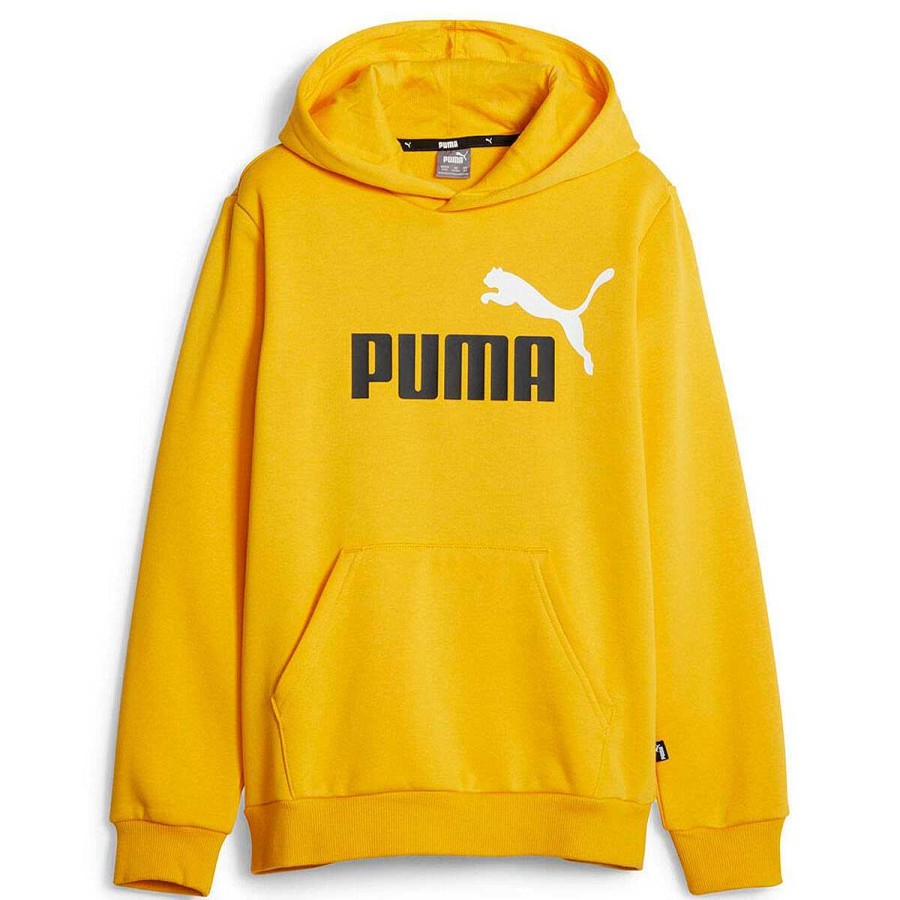 Kids PUMA Hoodies & Sweatshirts | Puma Junior Kids Essential Plus 2 Colour Big Logo Hoodie Yellow