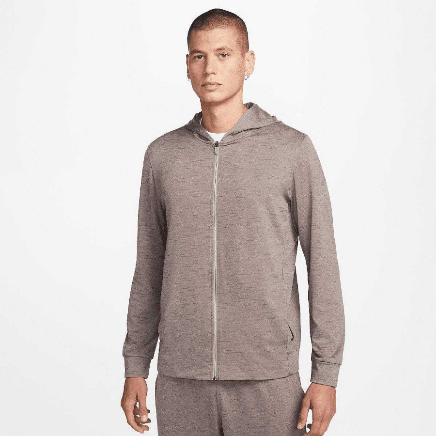 Men Nike Jackets | Nike Mens Dri-Fit Full Zip Yoga Jacket Grey