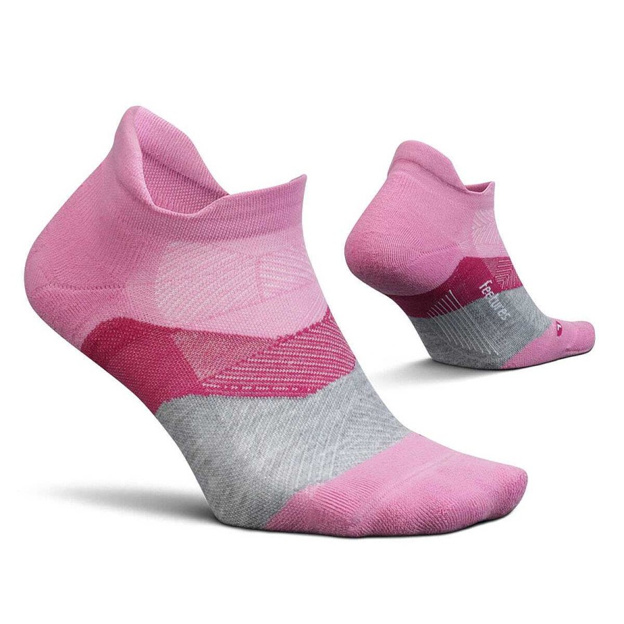 Men Feetures Socks | Feetures Elite Cushion No Show Tab Socks Pink