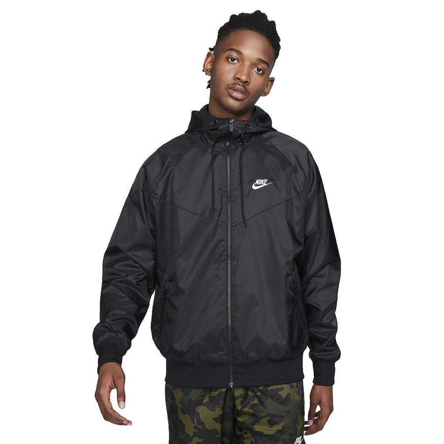 Men Nike Jackets | Nike Mens Sportswear Windrunner Jacket Black/White