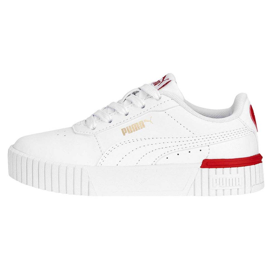 Kids PUMA Casual | Puma Carina 2.0 Red Thread Ps Kids Casual Shoes White/Red