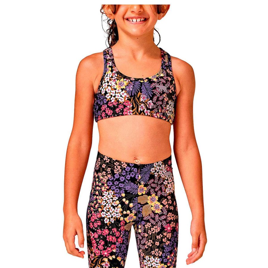 Kids Running Bare Bras & Crops | Running Bare Girls Bare Fit Sports Bra 10 Black/Print