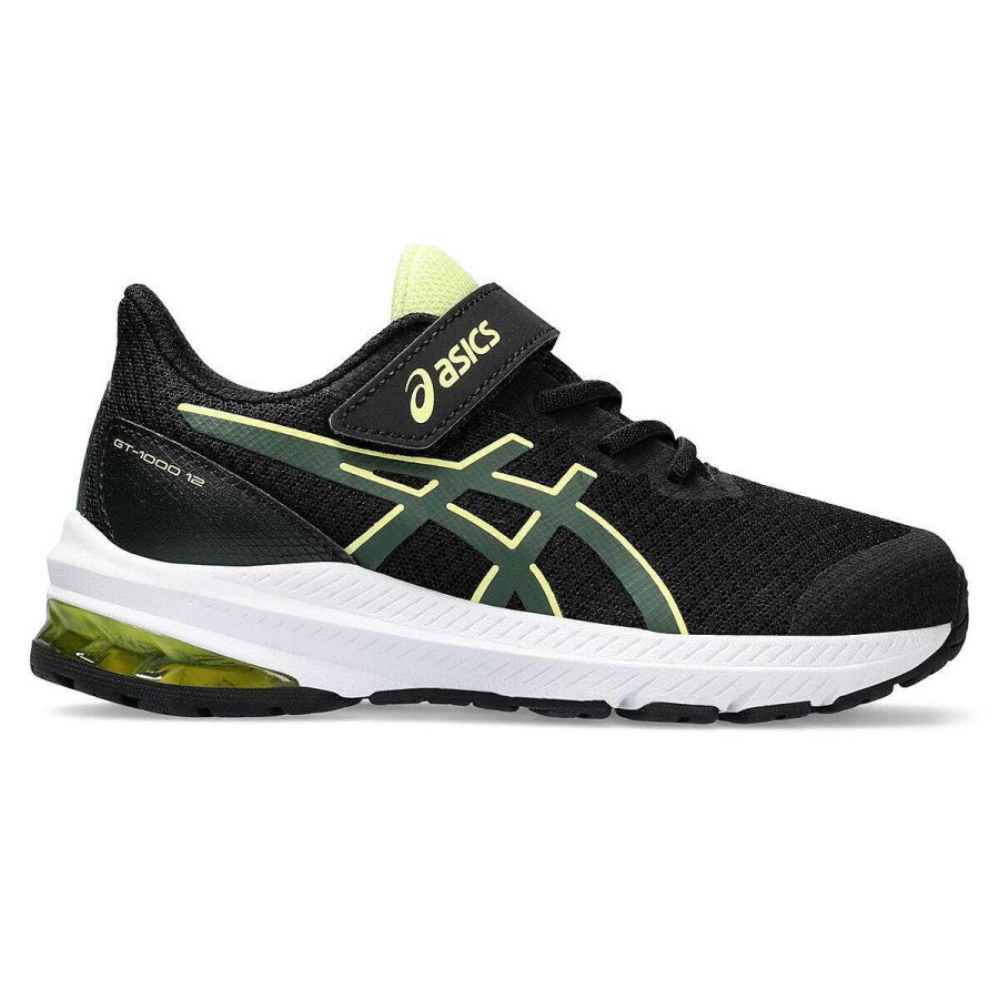 Kids Asics Running | Asics Gt 1000 12 Ps Kids Running Shoes Black/Green