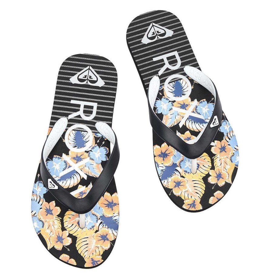 Kids ROXY Slides And Thongs | Roxy Tahiti 7 Gs Girls Thongs Black/Blue