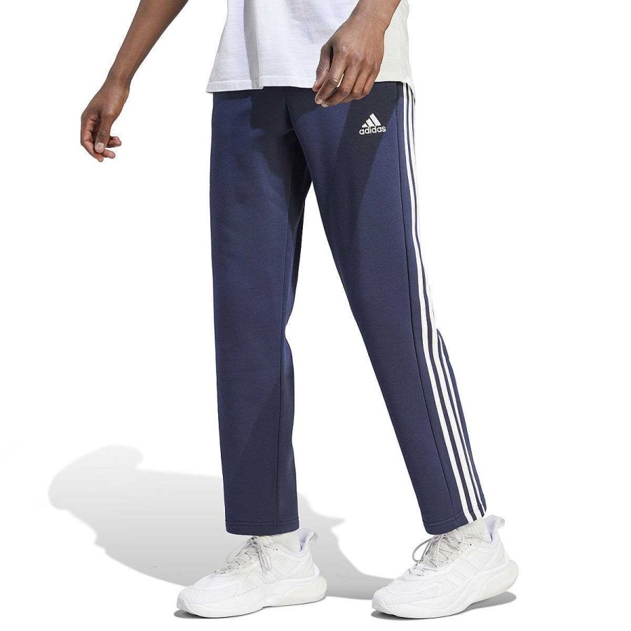 Men adidas Track Pants | Adidas Mens Essentials Fleece Open Hem 3-Stripes Pants Navy/White