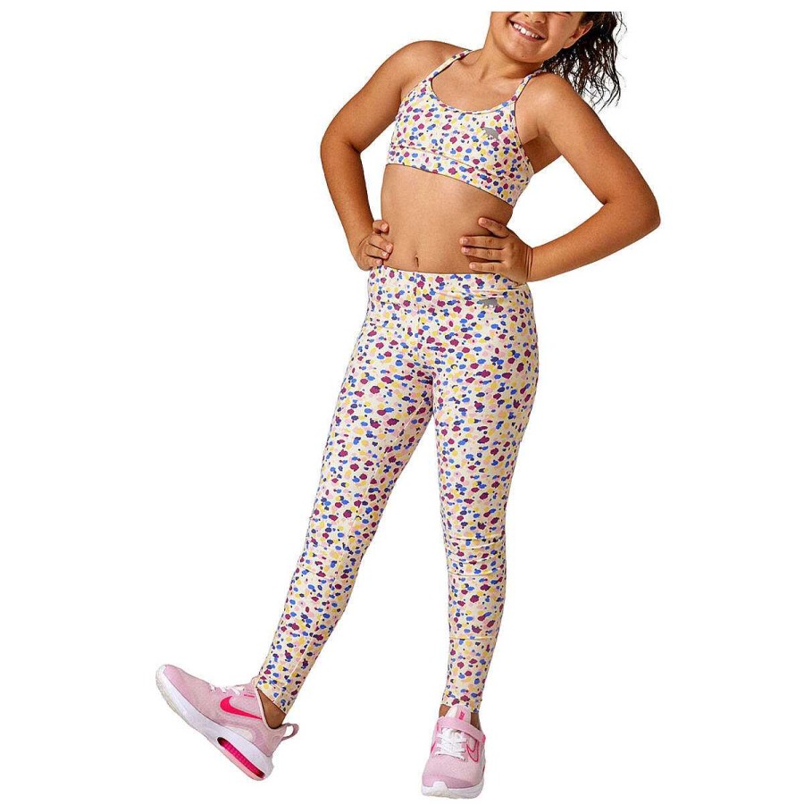 Kids Running Bare Tights | Running Bare Girls Bare Fit Tights White/Print