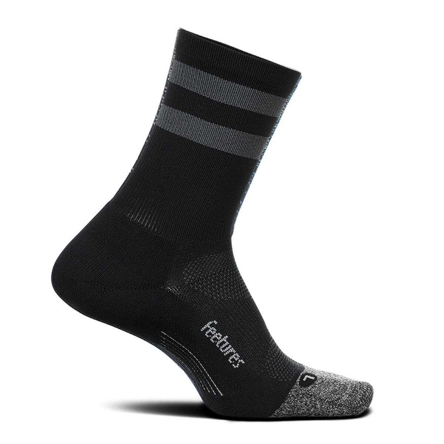 Men Feetures Socks | Feetures Elite Light Cushion Mini Crew Socks Black