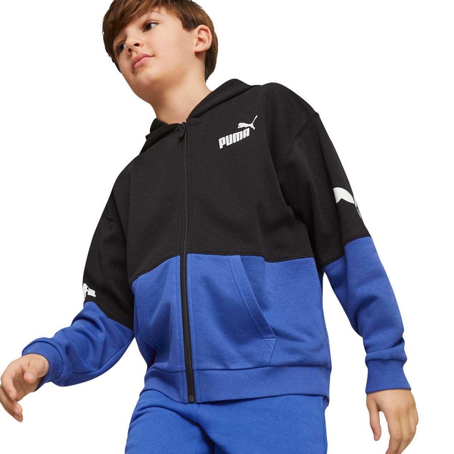 Kids PUMA Jackets | Puma Boys Power Full Zip Hoodie Blue