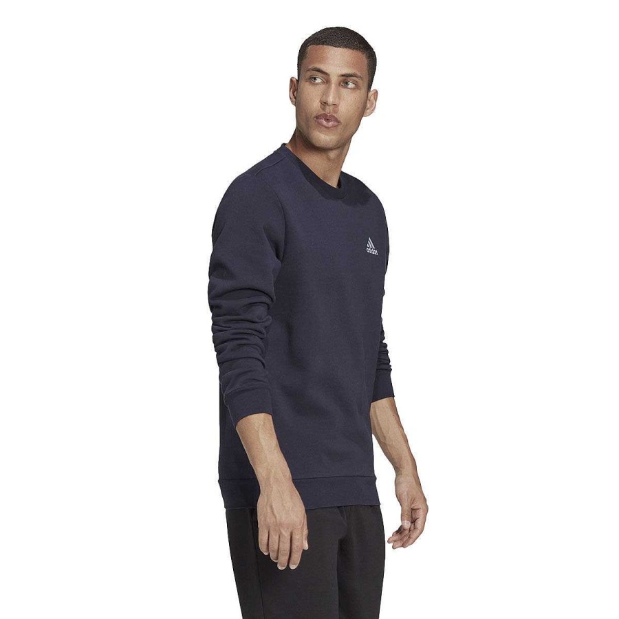 Men adidas Hoodies & Sweatshirts | Adidas Mens Essentials Feelcozy Sweatshirt Navy/White