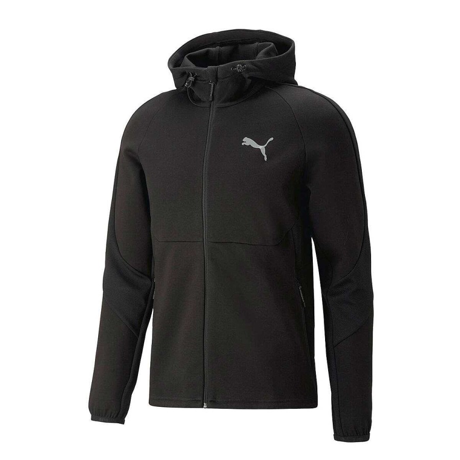 Men PUMA Hoodies & Sweatshirts | Puma Mens Evostripe Full-Zip Hoodie Black