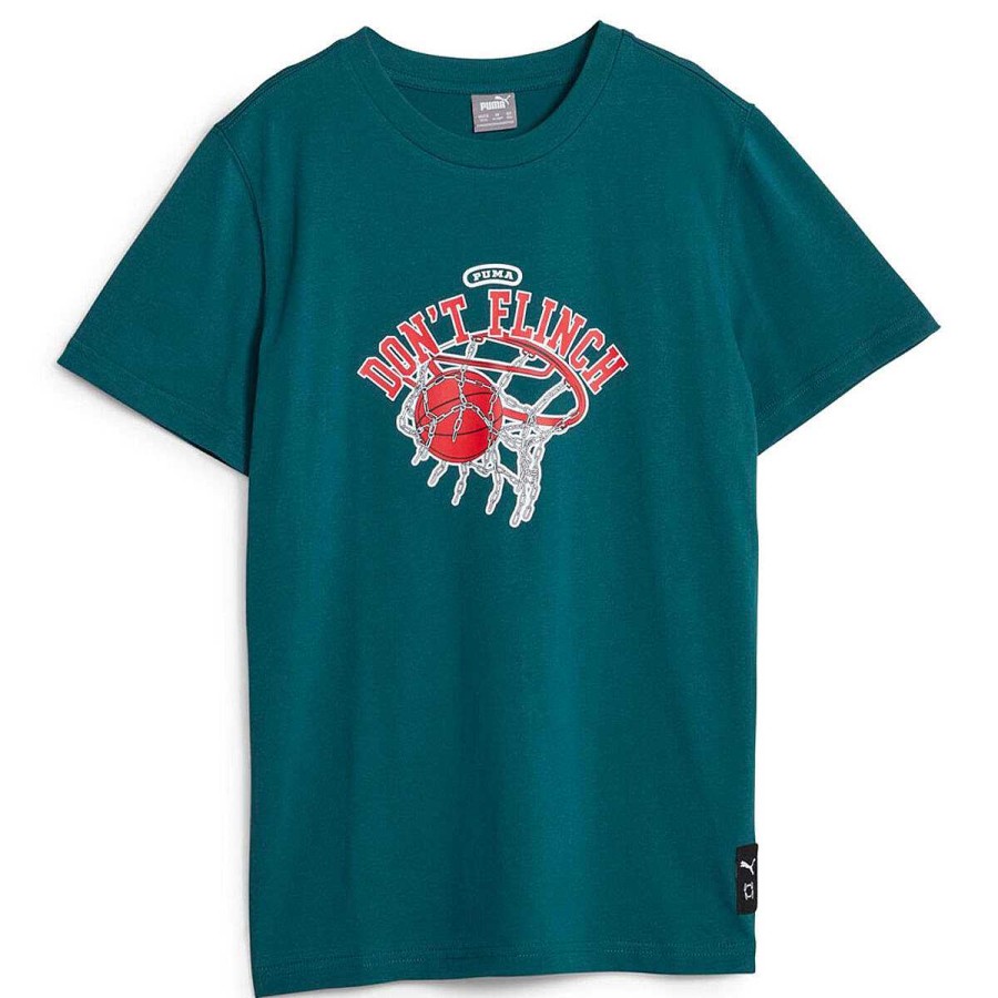 Kids PUMA Activewear | Puma Youth Basketball Graphic Tee Green