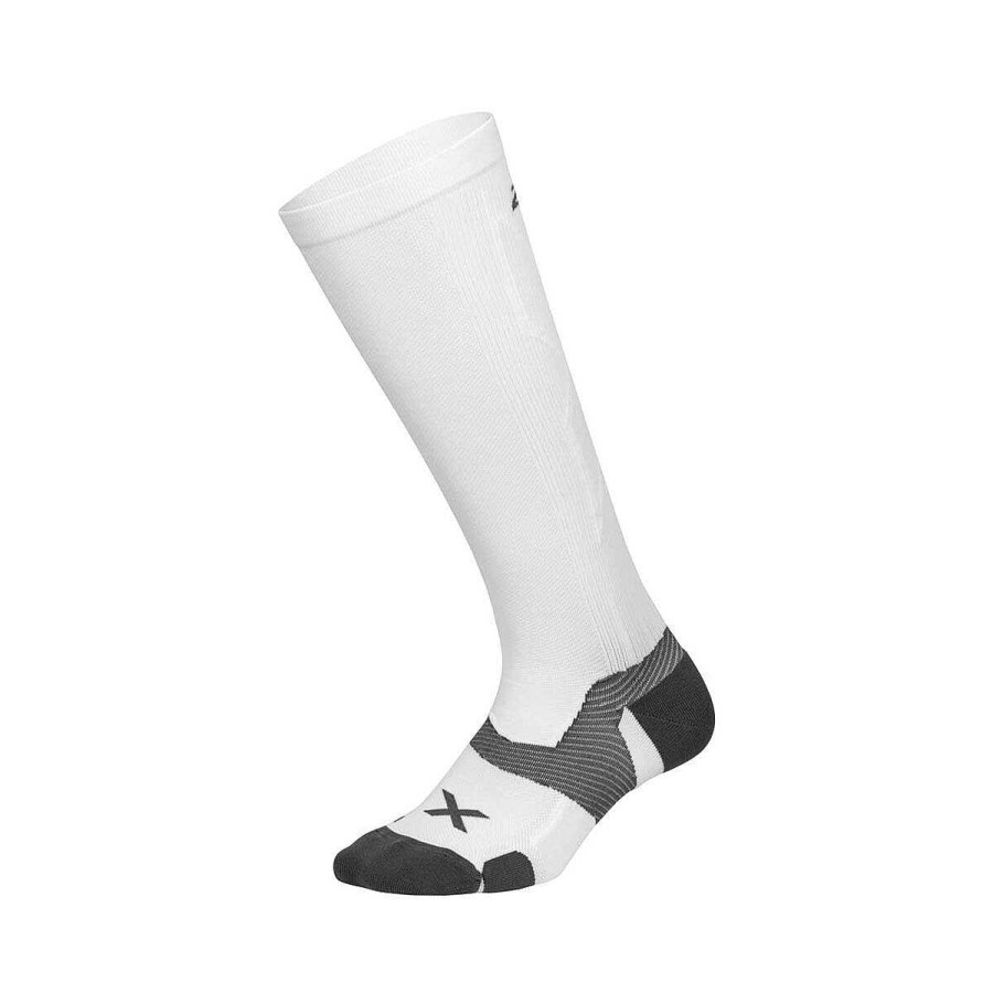 Men 2XU Socks | 2Xu Mens Vector Full Length Socks White / Grey