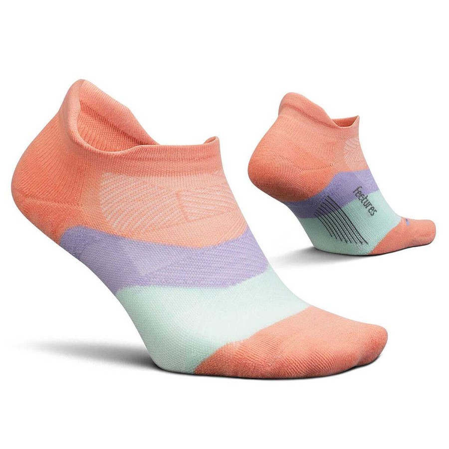 Men Feetures Socks | Feetures Elite Cushion No Show Tab Socks Peach