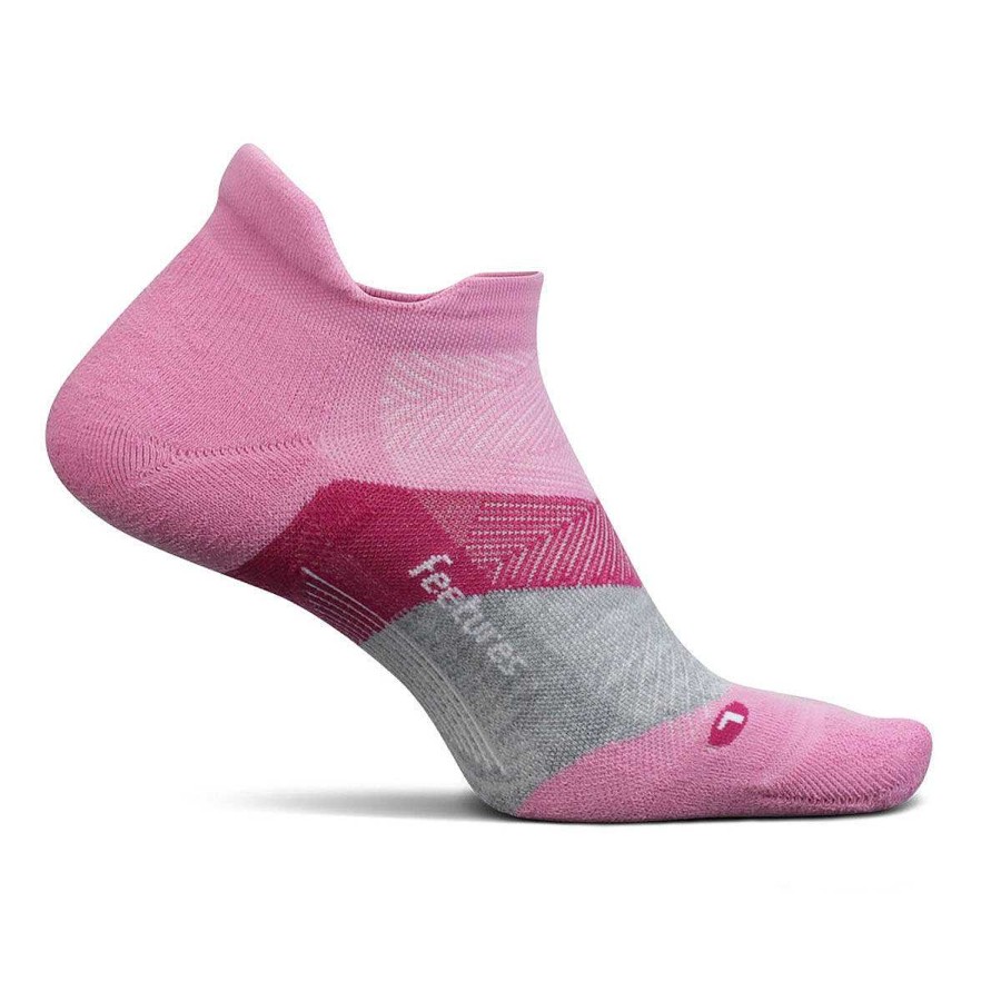 Men Feetures Socks | Feetures Elite Cushion No Show Tab Socks Pink