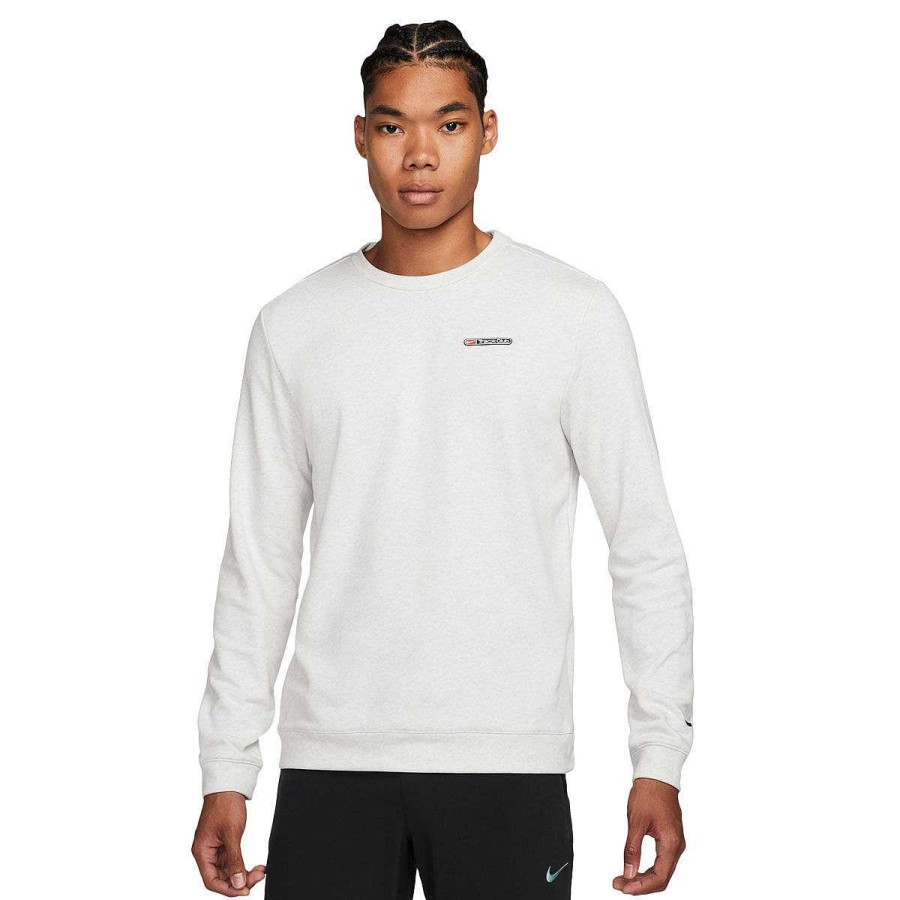 Men Nike Jackets | Nike Mens Dri-Fit Track Club Fleece Running Sweatshirt Grey