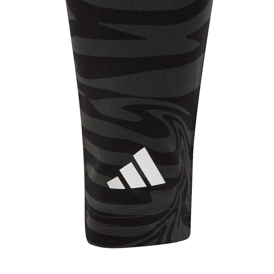 Kids adidas Tights | Adidas Girls Aeroready Aop Optime Training 7/8 Tights Carbon/Black