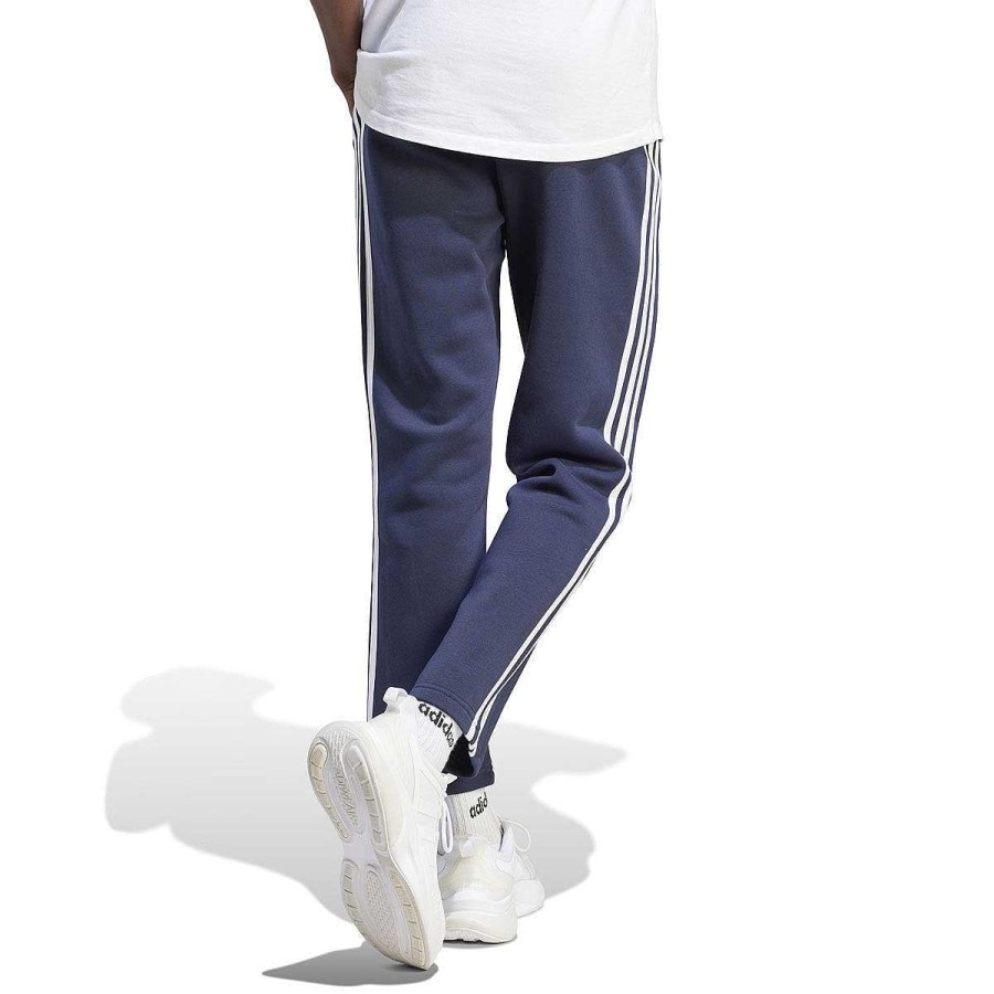 Men adidas Track Pants | Adidas Mens Essentials Fleece Open Hem 3-Stripes Pants Navy/White