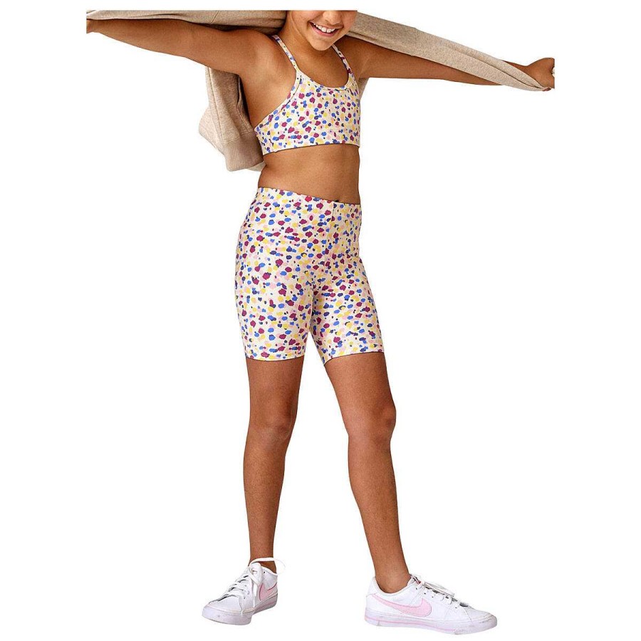 Kids Running Bare Tights | Running Bare Girls Bare Fit Bike Tights White/Print