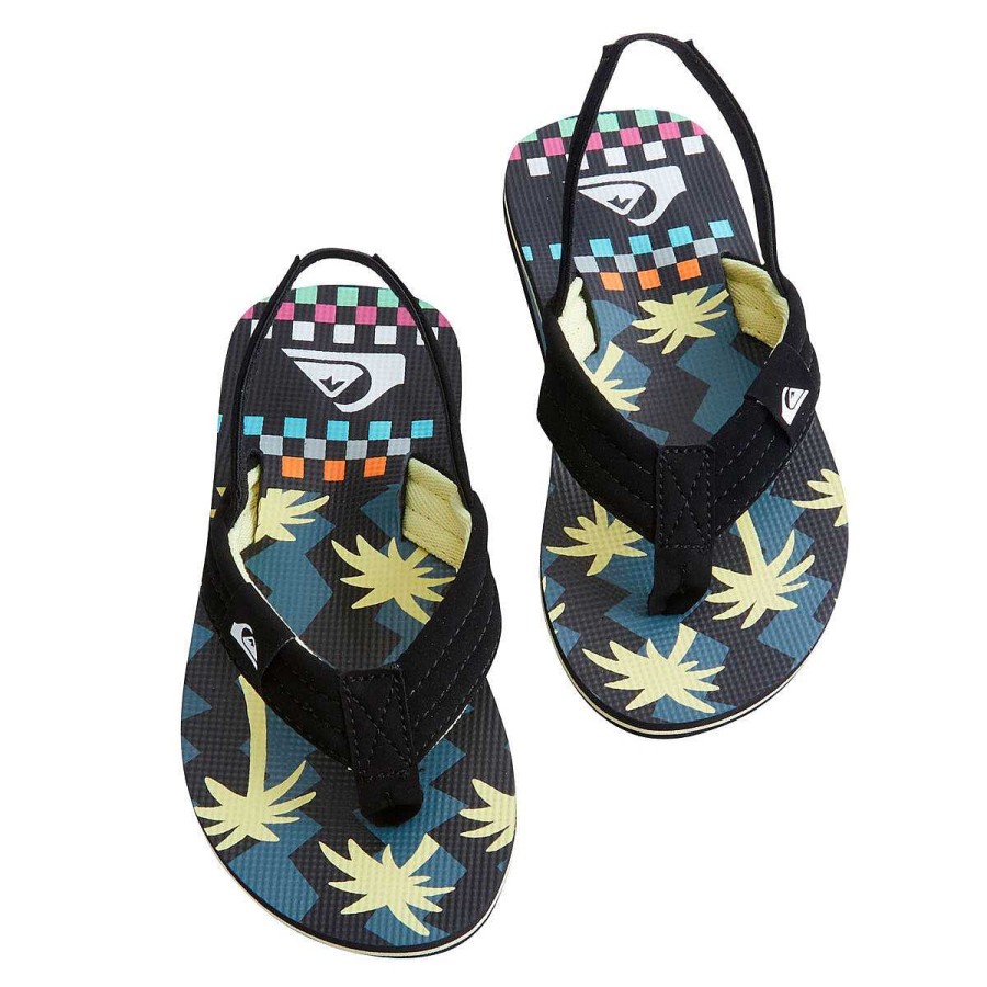 Kids Quiksilver Slides And Thongs | Quiksilver Molokai Layback Kids Thongs Black/Print