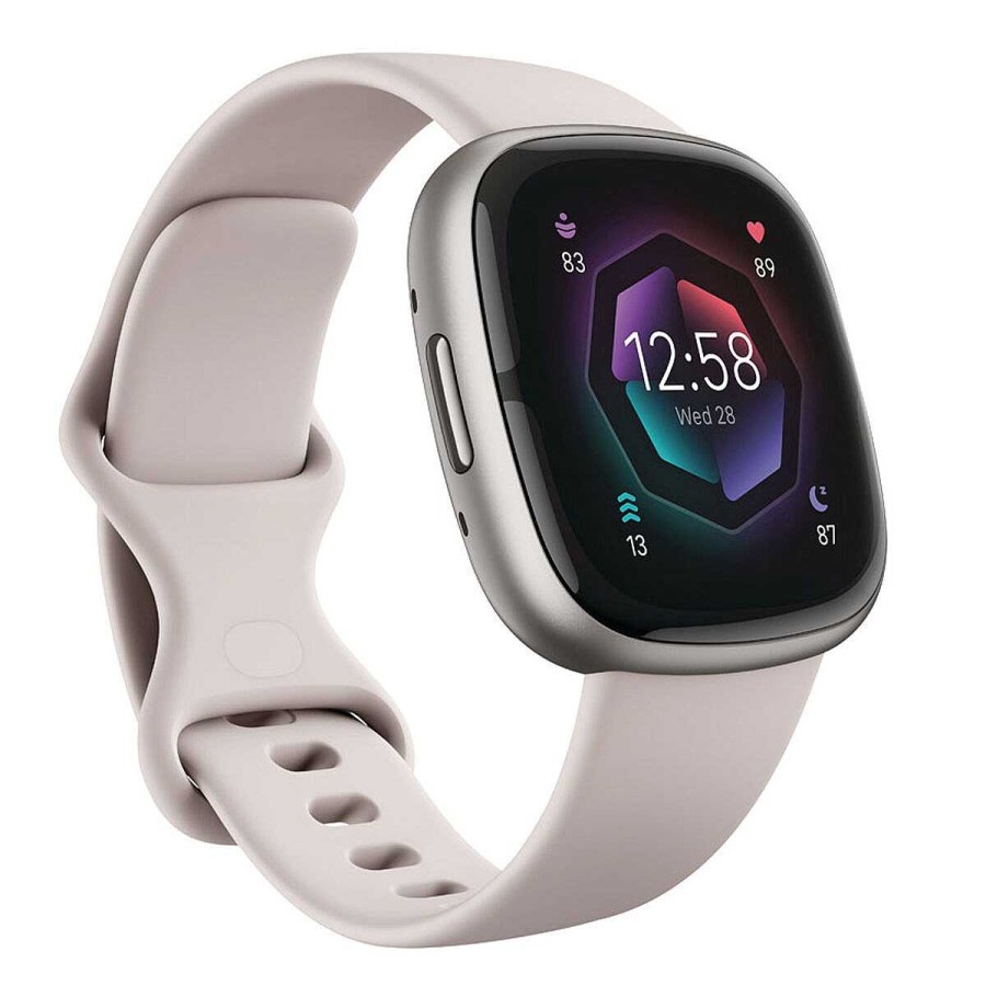 Men Fitbit Watches And Trackers | Fitbit Sense 2 Advanced Health & Fitness Watch - Lunar White/Platinum