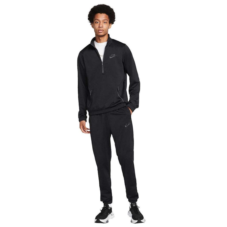 Men Nike Hoodies & Sweatshirts | Nike Mens Club Poly Knit Track Suit Black